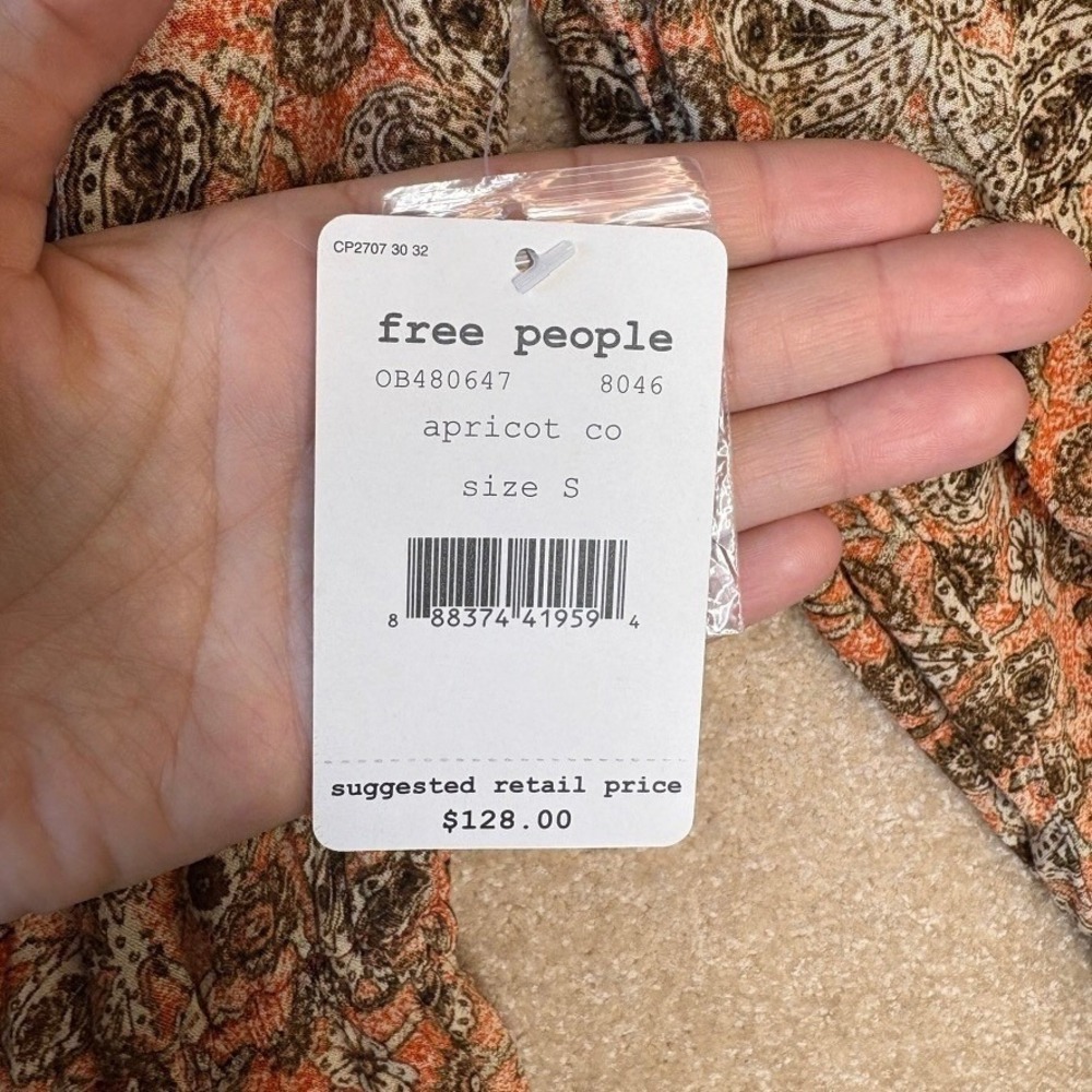 NWT FREE PEOPLE Romper Women's‎ Small Boho Paisley Bell Sleeve - Picture 7 of 12